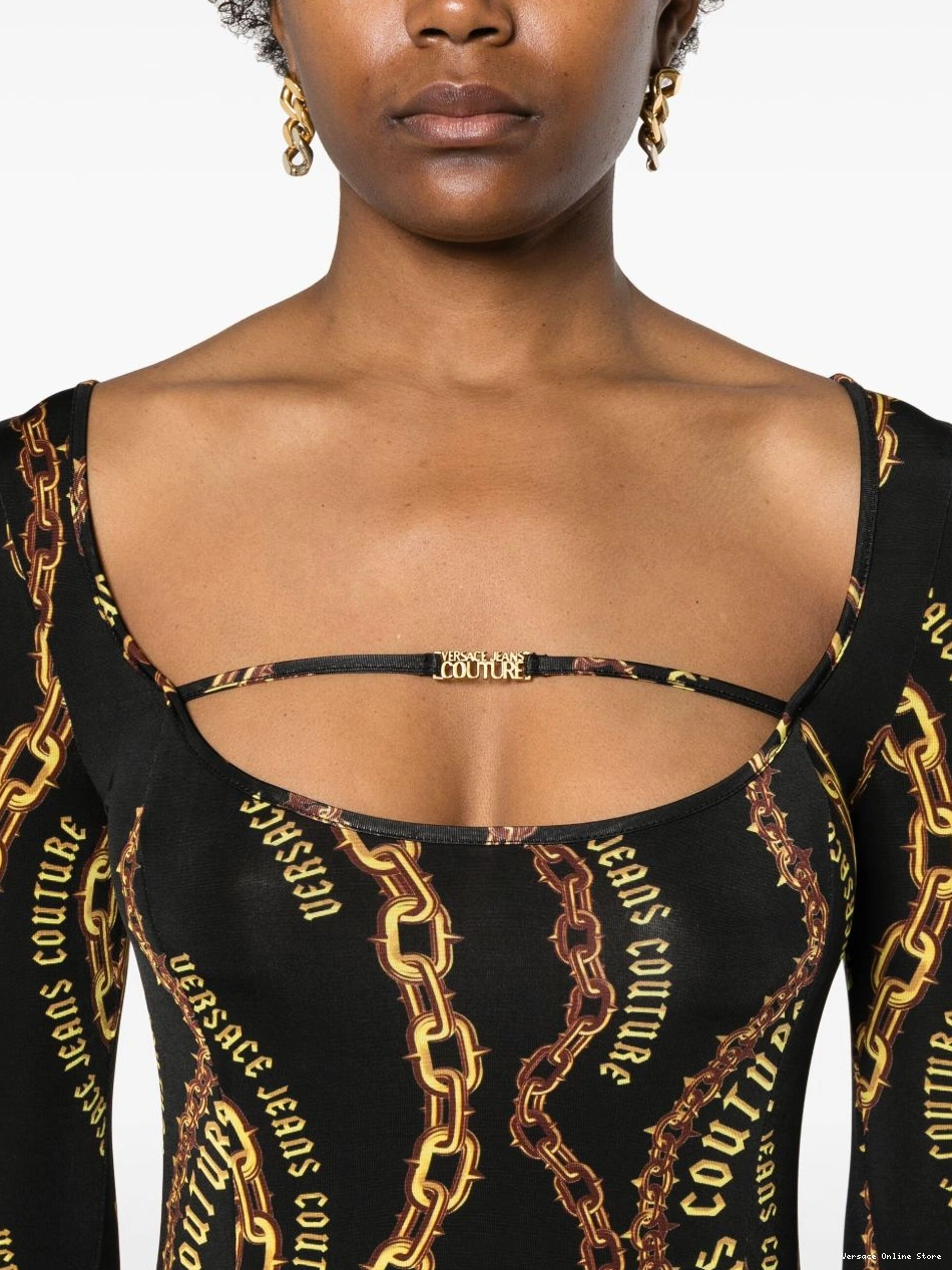 Cheap print mini Jeans Versace Women chain-link Couture dress 0731